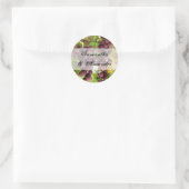 Sticker Rond Élégant Vignoble Mariage de raisins pourpre/vert (Sac)