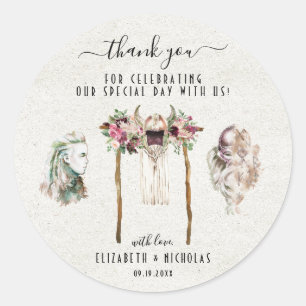 Sticker Rond Élégant Viking aquarelle   Cadeau de mariage