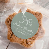 Sticker Rond Élégant Vintage Bow Sage Green Graduation