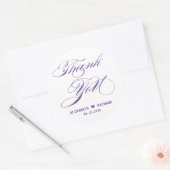 Sticker Rond Élégant violet calligraphie Merci Mariage Faveur (Enveloppe)