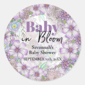 Sticker Rond Élégant violet fleurs de jardin bébé en fleur (Devant)