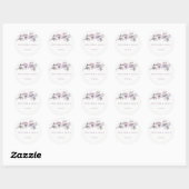 Sticker Rond Élégant violet hiver gris mariage Favoriser Sticke (Feuille)