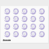 Sticker Rond Élégant violet Mariage damassé (Feuille)