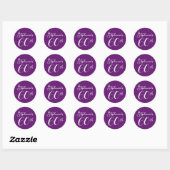 Sticker Rond Élégant violet Monogramme 60e fête d'anniversaire (Feuille)