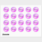 Sticker Rond Élégant violet pastel rose Ombre Nom monogramme (Feuille)