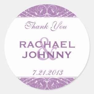 Sticker Rond Élégant Violet pourpre Merci débraillé