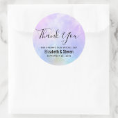 Sticker Rond Elégant violet rose bleu Mariage d'aquarelle Merci (Sac)