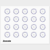 Sticker Rond Élégant violet Rose Floral Hiver Soirée Mariage (Feuille)