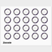Sticker Rond Elégant violet vert Mariage Gold Favoriser (Feuille)