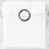 Sticker Rond Elégant violet vert Mariage Gold Favoriser (Sac)