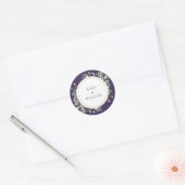 Sticker Rond Elégant violet vert Mariage Gold Favoriser (Enveloppe)