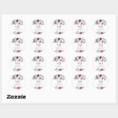 Sticker Rond Élégant violet | Violet Floral 90e anniversaire (Feuille)