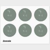 Sticker Rond Elegant Wedding Minimal Sage Green Envelope Seal (Feuille)