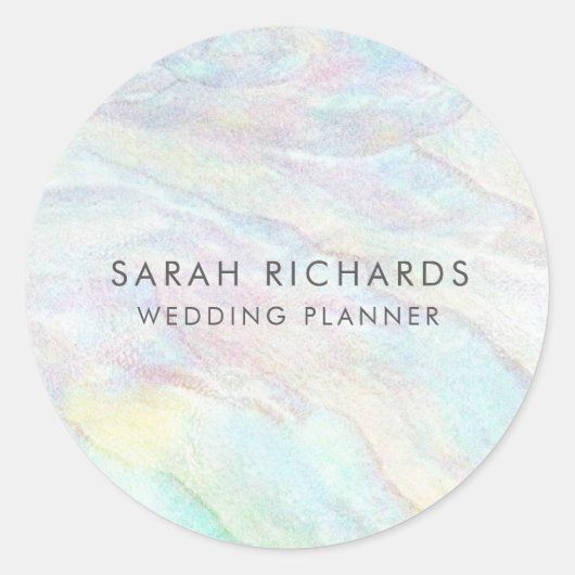 Sticker Rond Élégant Wedding planner Opal Simple (Devant)