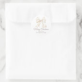 Sticker Rond Elegant White Bow Merry Christmas (Sac)