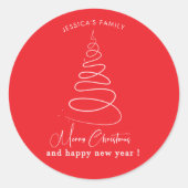 Sticker Rond Elegant White Christmas Tree Red Christmas (Devant)