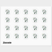 Sticker Rond Elegant white roses customizable (Feuille)
