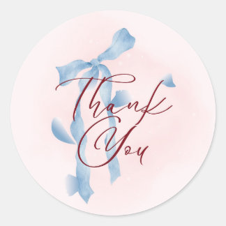 Sticker Rond Elegant wildflower blue bridal shower thank you