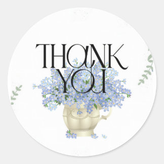 Sticker Rond Elegant wildflower blue bridal shower thank you