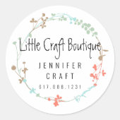 Sticker Rond Elegant Wildflower Line Art Wreath (Devant)