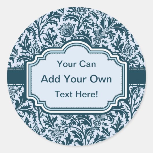 Sticker Rond Élégant William Morris Floral Thistle Motif (Devant)