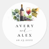 Sticker Rond Elégant Winery Destination Mariage (Devant)