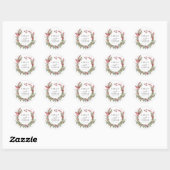 Sticker Rond Elegant Winter Christmas Floral Wedding (Feuille)