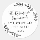 Sticker Rond Élégant Wreath Moving Faire-part Adresse de retour (Devant)