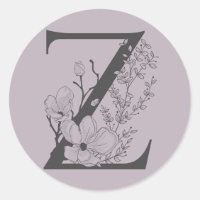 Élégant Z Boho Floral Monogramme initial Lilac Gre
