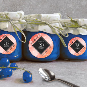 Sticker Rond Elégante 35ème anniversaire de Mariage de corail