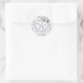 Sticker Rond Élégante 60e fête d'anniversaire Glam Marble Argen (Sac)