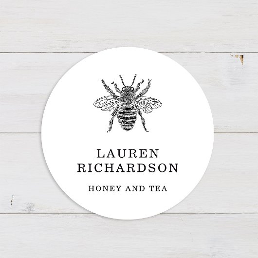 Sticker Rond Elégante abeille Vintage