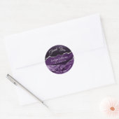 Sticker Rond élégante agate d'argent violet merci (Enveloppe)