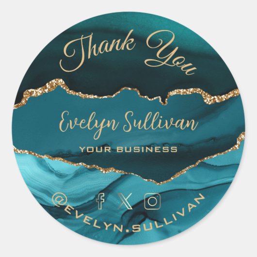Sticker Rond élégante agate turquoise merci (Devant)