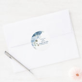 Sticker Rond Elégante aquarelle bleu Rose Mariage floral (Enveloppe)