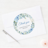 Sticker Rond Elégante aquarelle bleu vert fleuri et or (Enveloppe)