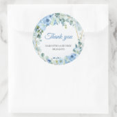 Sticker Rond Elégante aquarelle bleu vert fleuri et or (Sac)