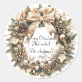 Sticker Rond Elégante aquarelle de Noël Botanique (Devant)