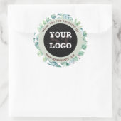 Sticker Rond Elégante aquarelle Eucalyptus Vert Noir (Sac)