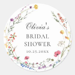 Sticker Rond Elégante aquarelle Fête des mariées Fleurs sauvage