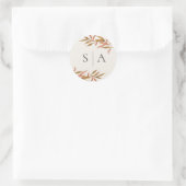Sticker Rond Elégante aquarelle Feuille Enveloppe Mariage sceau (Sac)