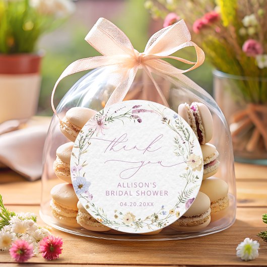 Sticker Rond Elégante aquarelle Fleur sauvage Fête des mariées 