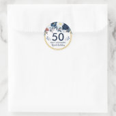 Sticker Rond Elégante aquarelle Fleurs d'hiver 50e anniversaire (Sac)