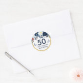Sticker Rond Elégante aquarelle Fleurs d'hiver 50e anniversaire (Enveloppe)