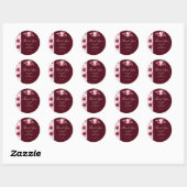 Sticker Rond Elégante aquarelle Floral Blush Bourgogne Mariage (Feuille)