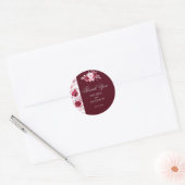 Sticker Rond Elégante aquarelle Floral Blush Bourgogne Mariage (Enveloppe)