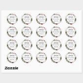 Sticker Rond Elégante aquarelle Floral Burgundy Blush Mariage (Feuille)