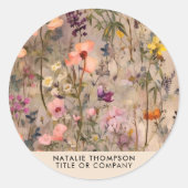 Sticker Rond Elégante aquarelle Florale Feminine Petite entrepr (Devant)