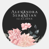 Sticker Rond Elégante Aquarelle Florale Mariage Enregistrer La  (Devant)