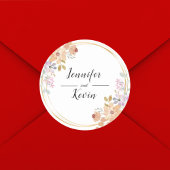 Sticker Rond Elégante aquarelle Greenary feuillage faveur maria